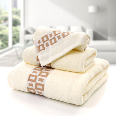 

Silk cotton twist towel towel towel towel three sets of cotton towel soft absorbent space grid series blue