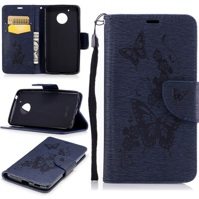 

Deep Blue Butterfly Style Чеканка Классическая флип-обложка с функцией подставки и слотом для кредитных карт для Motorola Moto G5