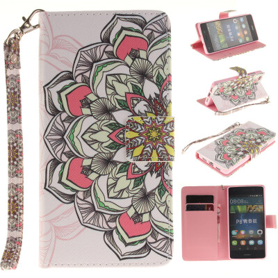 

Multilateral flowers Design PU Leather Flip Cover Wallet Card Holder Case for HUAWEI P8 Lite