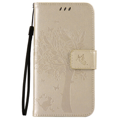 

Gold Tree Design PU Leather Flip Cover Wallet Card Holder Case for SAMSUNG G530