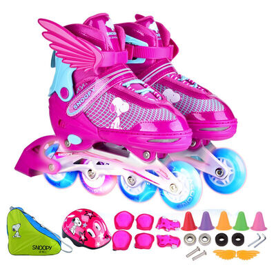 

Jingdong Supermarket Snoopy SNOOPY children&39s skates set all flashing ice skating wheel skates rose red S code ET667