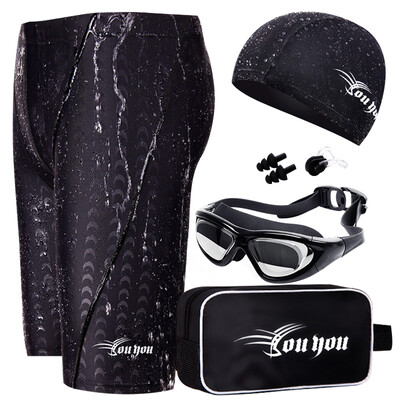 

You swim trunks men&39s suits all-powerful swimming pants big frame myopic goggles swimming cap five sets of suits Z25255 black L code 300 degrees myopia