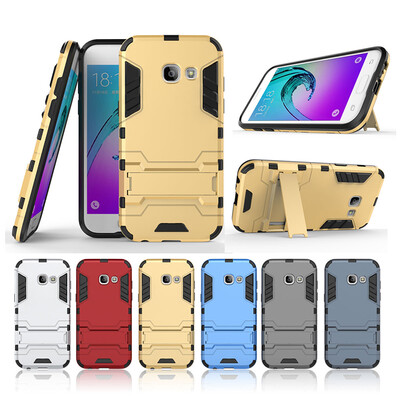 

Gold Slim Robot Armor Kickstand Shockproof Hard Rugged Rubber Back Case For SAMSUNG GALAXY A3 2017A320