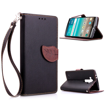 

Black Design PU Leather Flip Cover Wallet Card Holder Case for LG G4H818