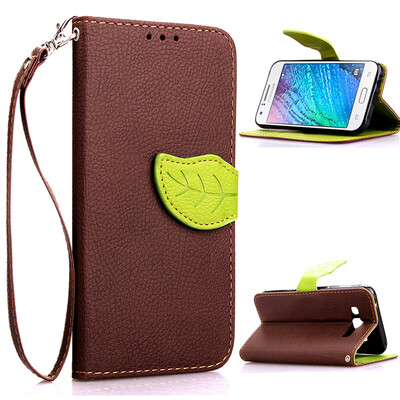 

Brown Design PU Leather Flip Cover Wallet Card Holder Case for Samsung Galaxy J12016J120F