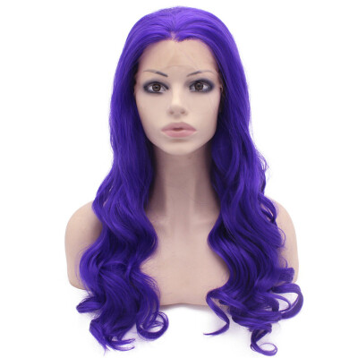 

Long Wavy Hand Tied Lace Front Synthetic Hair Violet Purple Costume Party Wig