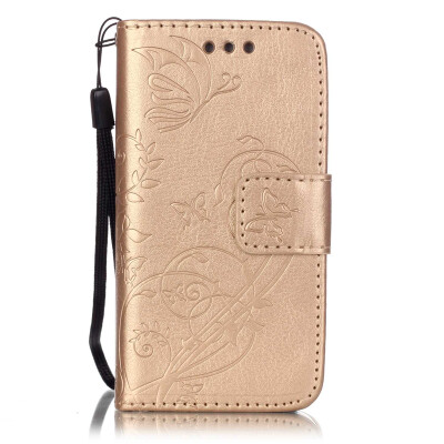 

Gold Flower Design PU Leather Flip Cover Wallet Card Holder Case for IPHONE 4S