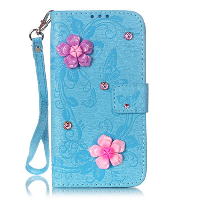 

Blue Butterfly Design PU Leather Flip Cover Wallet Card Holder Case for SAMSUNG A510