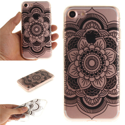 

Black sun flower Pattern Soft Thin TPU Rubber Silicone Gel Case Cover for IPHONE 7