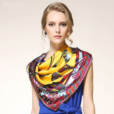 

Gem butterfly silk scarf women spring&autumn mulberry silk 110cm large square scarf wild scarf 16 mm heavy satin scarf exquisite gift box packaging Oriental luxury