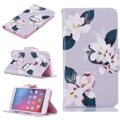 

Gray lily Design PU Leather Flip Cover Wallet Card Holder Case for HUAWEI Honor 5X