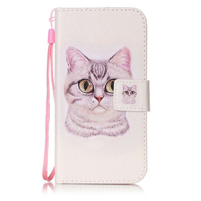 

Short Hair Cat Design PU Leather Flip Cover Wallet Card Holder Case for Samsung Galaxy S5G9006V