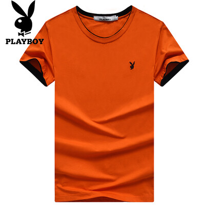 

Playboy PLAYBOY футболка мужская мода случайные короткими рукавами вокруг шеи футболку сплошной цвет 17001PL1917 Белый 3XL