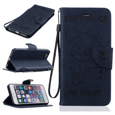 

Blue Bear Embossed PU Leather Wallet Case Classic Flip Cover with Stand Function and Credit Card Slot for IPHONE 6 PLUS/6S PLUS