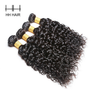 

HHHair Brazilian Virgin Hair Water Wave Weave 4 Bundles Wet And Wavy Virgin Brazilian Hair Curly Weave Human Hair Bundles