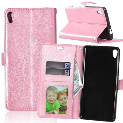 

Pink Style Classic Flip Cover with Stand Function and Credit Card Slot for Sony Xperia XA Ultra