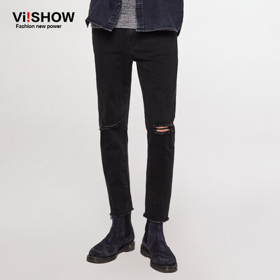 

(Viishow) джинсы мужские дыни кошки, чтобы быть прямыми брюками Slim мыть джинсы брюки NCZ7963 черный 33