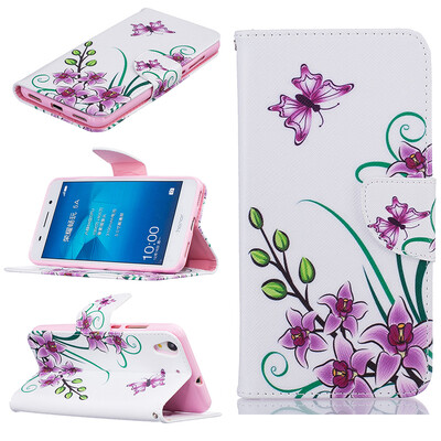 

Pink butterfly Design PU Leather Flip Cover Wallet Card Holder Case for HUAWEI Honor 5A/Y6 II