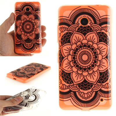 

Black sun flower Pattern Soft Thin TPU Rubber Silicone Gel Case Cover for Nokia Lumia 630