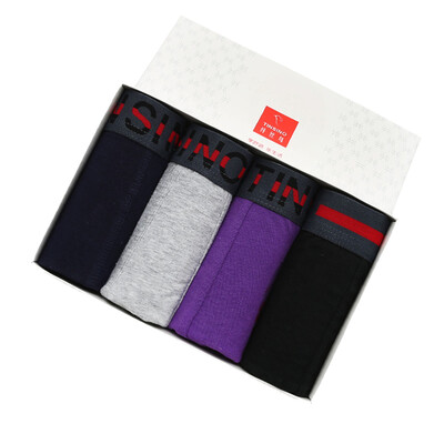 

TINSINO Men&39s underwear Solid color waist Comfortable breathable flat pants 4 Pack mix light gray blue black purple L