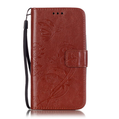 

Brown Flower Design PU Leather Flip Cover Wallet Card Holder Case for MOTO G3