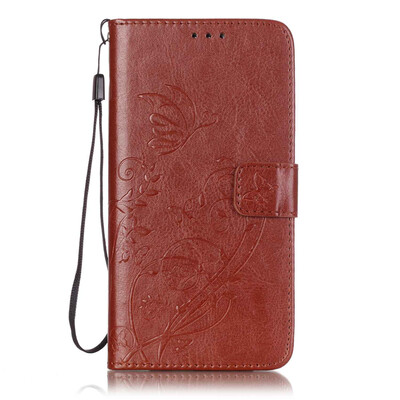 

Brown Flower Design PU Leather Flip Cover Wallet Card Holder Case for SAMSUNG S4MINI
