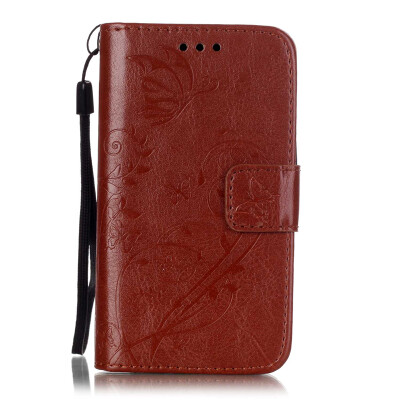 

Brown Flower Design PU Leather Flip Cover Wallet Card Holder Case for SAMSUNG S7EDGE