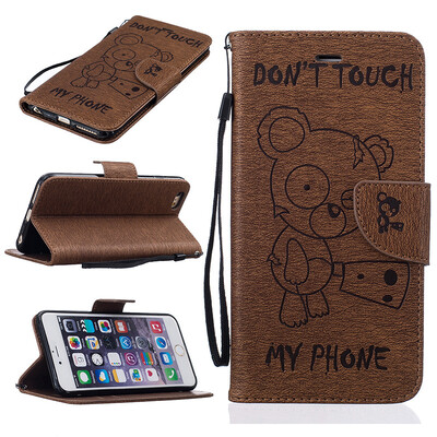 

coffee Bear Style Embossing Classic Flip Cover with Stand Function and Credit Card Slot for IPHONE 6 Plus/6S Plus