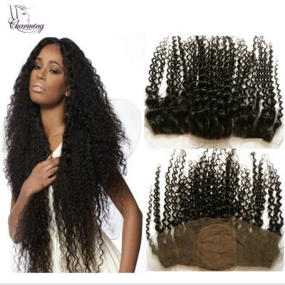 

Indian Kinky Curly Ear To Ear 11x4 Silk Lace Frontal Piece 100% Virgin Human Hair Hidden Knots Silk Base Closure Frontal