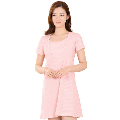 

Breastfeeding skirt cotton short-sleeved feeding dress outside the clothes after the life of the skirt month home service cherry powder ly3909axxl