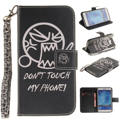 

Do not touch me Design PU Leather Flip Cover Wallet Card Holder Case for SAMSUNG GALAXY J5