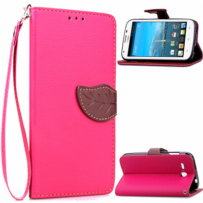 

Pink Design PU Leather Flip Cover Wallet Card Holder Case for Huawei Y600