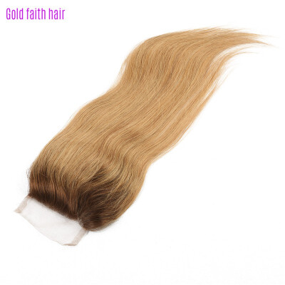 

Straight Hair Dark Root Ombre Blonde Lace Top Closure Two Tone Ombre Brazilian Human Virgin Hair Bleached Konts Latest Fashion