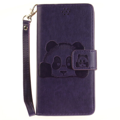 

Purple Panda Style Embossing Classic Flip Cover with Stand Function and Credit Card Slot for SONY Xperia X Performance