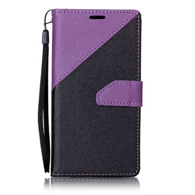 

Черный + фиолетовый дизайн PU кожаный бумажник чехол Классический откидная крышка с подставкой Функция и слот кредитной карты для