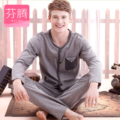 

Feneng Feneng Pajamas Men&39s Pure Cotton Pajamas Home Apparel Cardigan Casual Home Set M9537352 Gray Black Spot