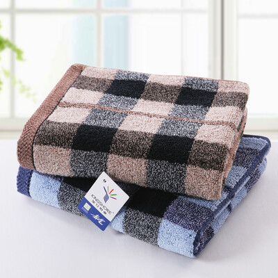 

Gold towel home textile cotton plaid towel two loaded blue brown 100g strip 78 345cm