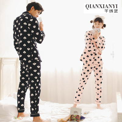 

[Супермаркет] Jingdong магистральные линии Yi 2017 весной новый пару пижамы хлопка с длинными рукавами кардиган отворот Корейский костюм Q563121 Борланд - Мужской L код