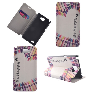 

Colorful Crayon Design PU Leather Flip Cover Wallet Card Holder Case for LG BELLO II