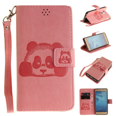 

Pink Panda Style Embossing Classic Flip Cover with Stand Function and Credit Card Slot for HUAWEI Honor 5C