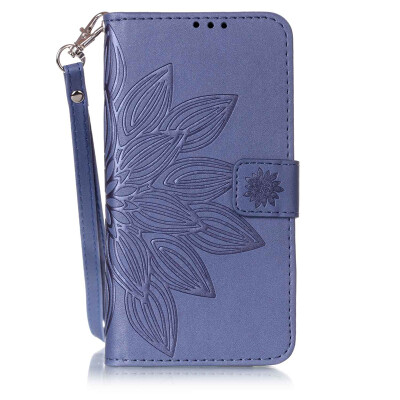 

Blue Flower Design PU Leather Flip Cover Wallet Card Holder Case for HUAWEI P9LITE