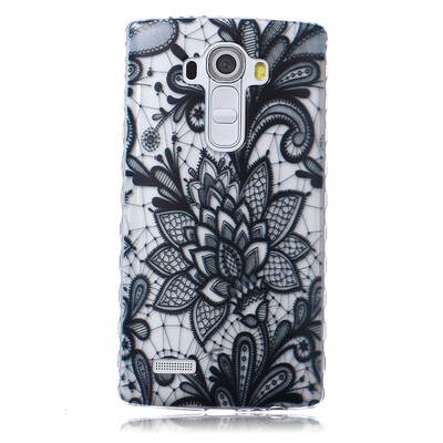 

Black Rose Pattern Мягкий тонкий ТПУ Резиновая крышка силиконовый гель чехол для LG G5