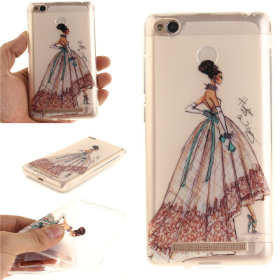 

Hand-painted dress Pattern Soft Thin TPU Rubber Silicone Gel Case Cover for XiaoMi Red mi 3