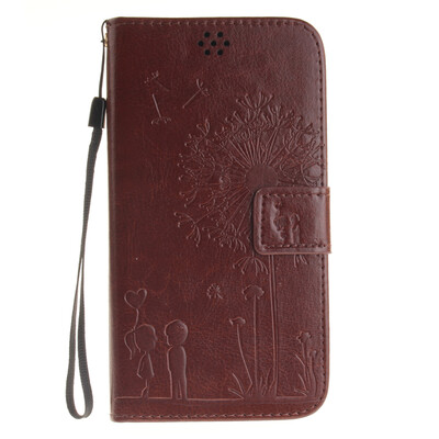 

Brown Lovers and Dandelion Style Embossing Classic Flip Cover with Stand Function and Credit Card Slot for Asus Zenfone 2 ZE551ML