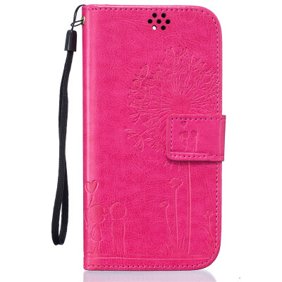 

Rose Lovers and Dandelion Style Embossing Classic Flip Cover with Stand Function and Credit Card Slot for LG Leon/C40