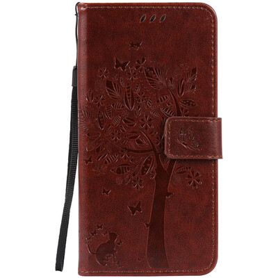 

Brown Tree Design PU Leather Flip Cover Wallet Card Holder Case for IPHONE 7 PLUS