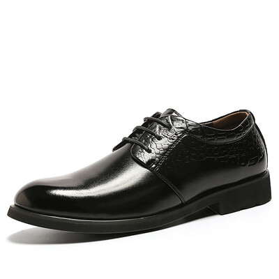

COSO business casual shoes breathable lace male shoes round head British low to help dress shoes crocodile pattern business casual shoes C801 black 40 yards