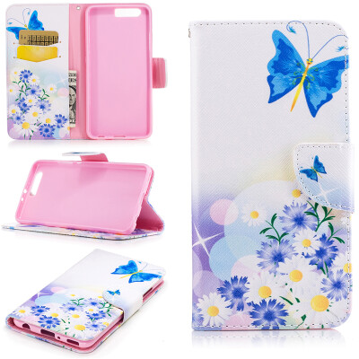 

Butterfly and flower Design PU Leather Flip Cover Wallet Card Holder Case for Huawei P10 Plus