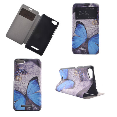 

Blue Butterfly Design Кожа PU откидной крышки Кошелек для карты памяти Чехол для Wiko Lenny 2