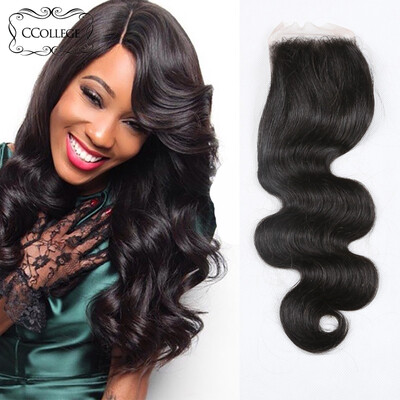 

Cheap Free shipping brazilian virgin hair body wave lace closure 4X4 size Swiss lace full and thick Free parting Middle Parting